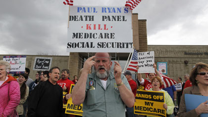 Protesters in Wisconsin against Medicare and Social Security cuts