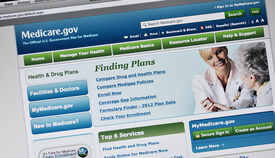 Captura de pantalla de Medicare.gov