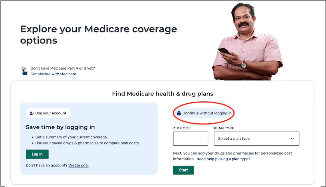 Captura de pantalla de Explore your Medicare coverage options