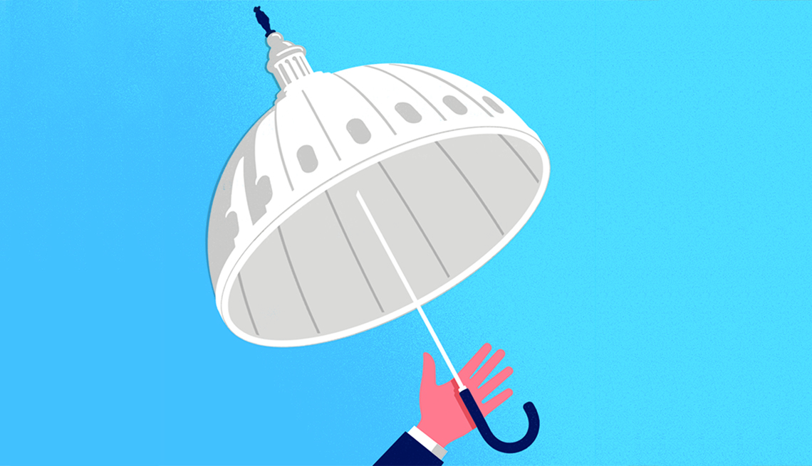 Ilustración de una sombrilla en forma del domo del Capitolio de Estados Unicos