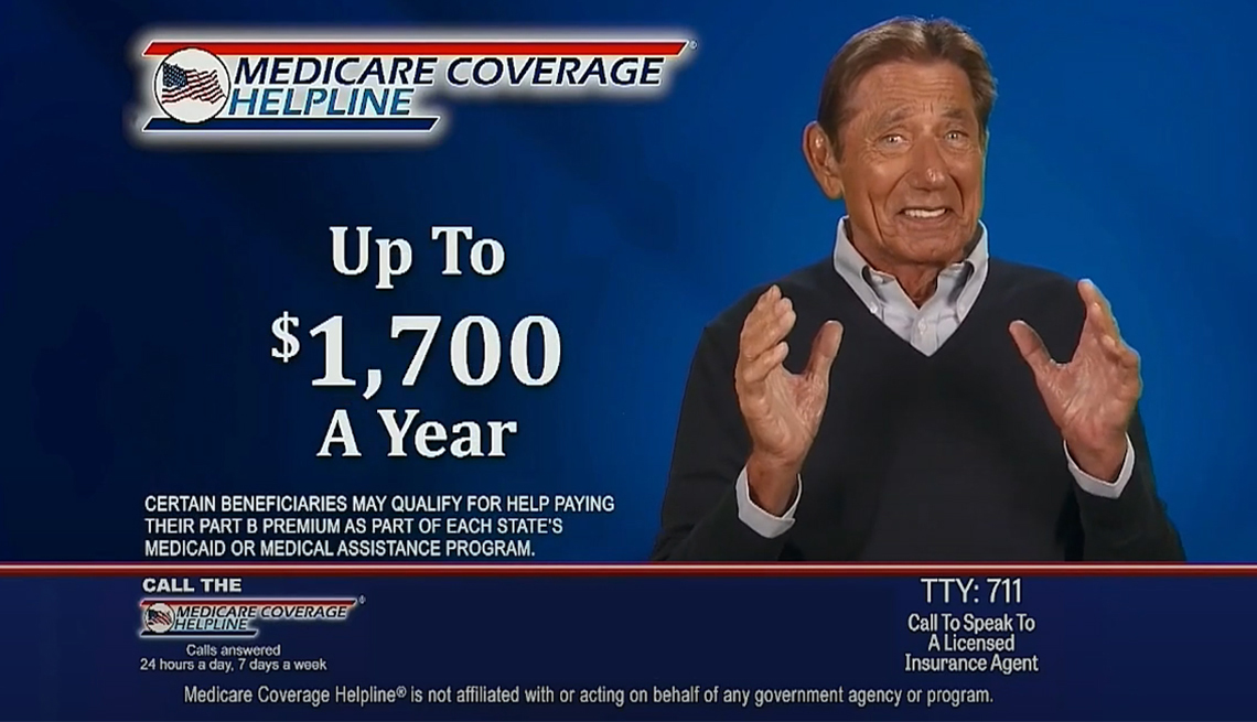 Captura de pantalla donde se ve a Joe Namath anunciando un plan de Medicare Advantage