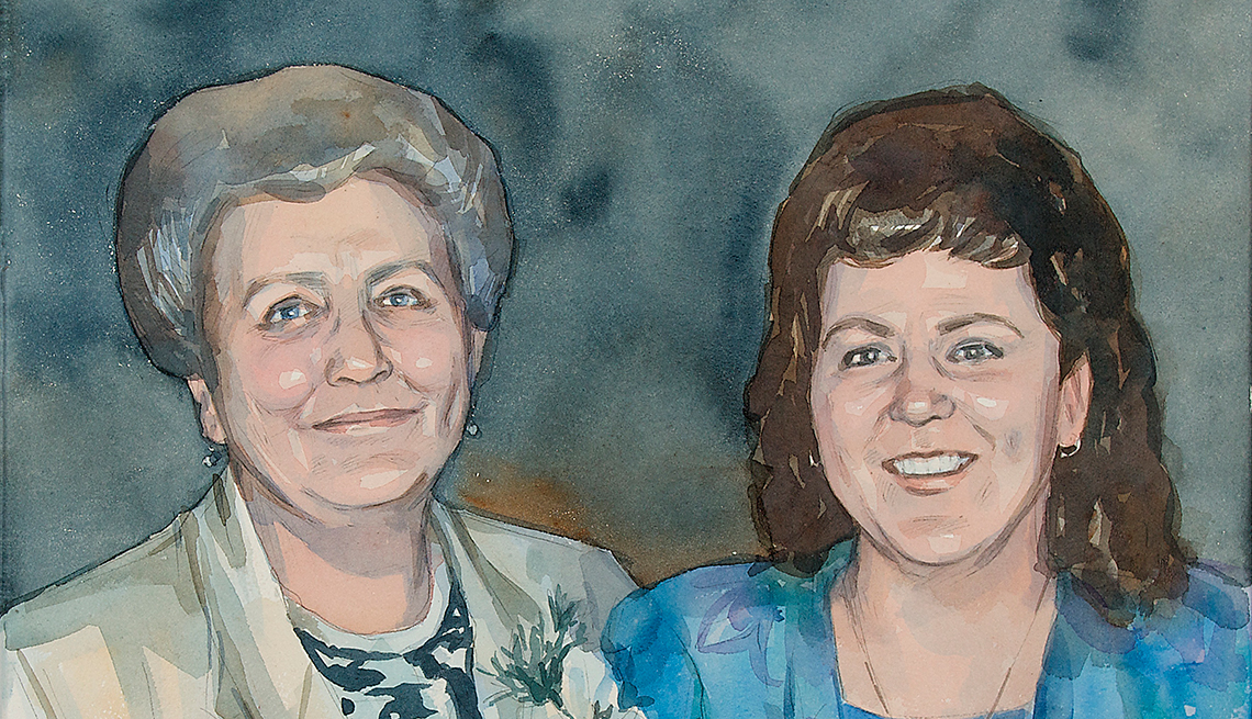 A painting of two women, Amy and Lorraine