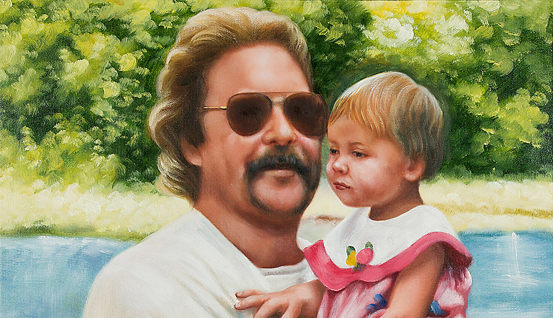 A painting of a father and daughter 