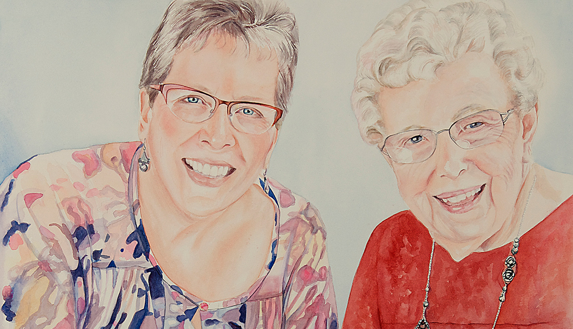 A painting of two women named Cheryl and Evelyn