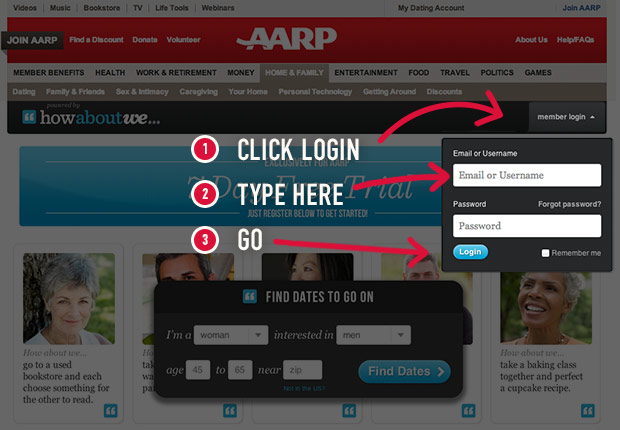 How-to guide to using AARP's dating site with How About We.