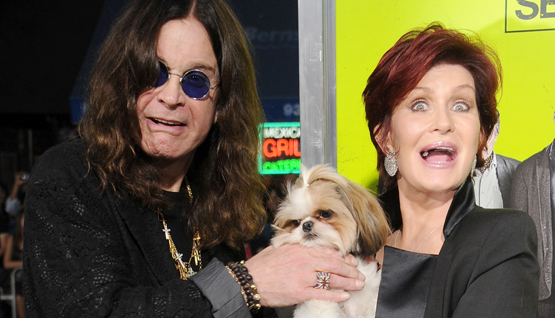 Ozzie Osbourne And His Wife Sharon With Their Dog On The Red Carpet, AARP Home And Family, Get A Dog After 50