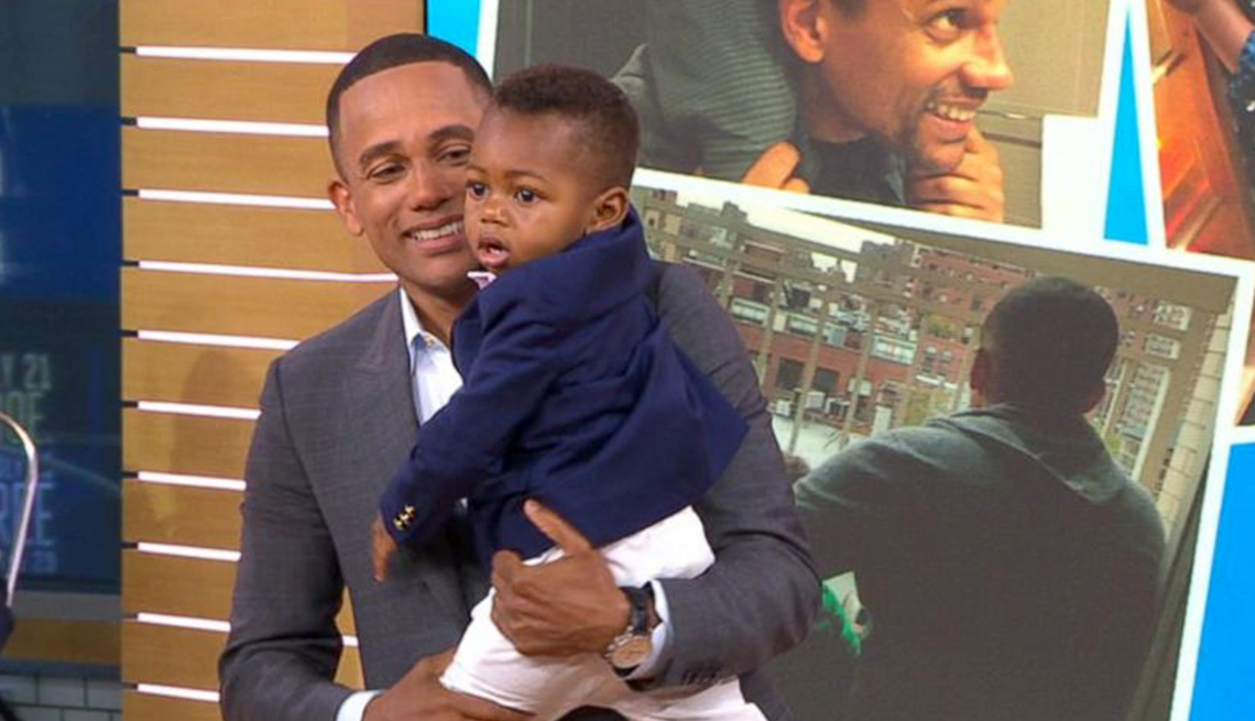 Hill Harper with son Pierce on 'Good Morning America'