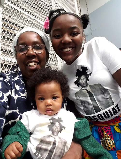 Passing on her love of quilting to her grandchildren is important to Myrah Brown Green, with grandson Cyrie Richard Williams and granddaughter Summer-Zaire Bell.