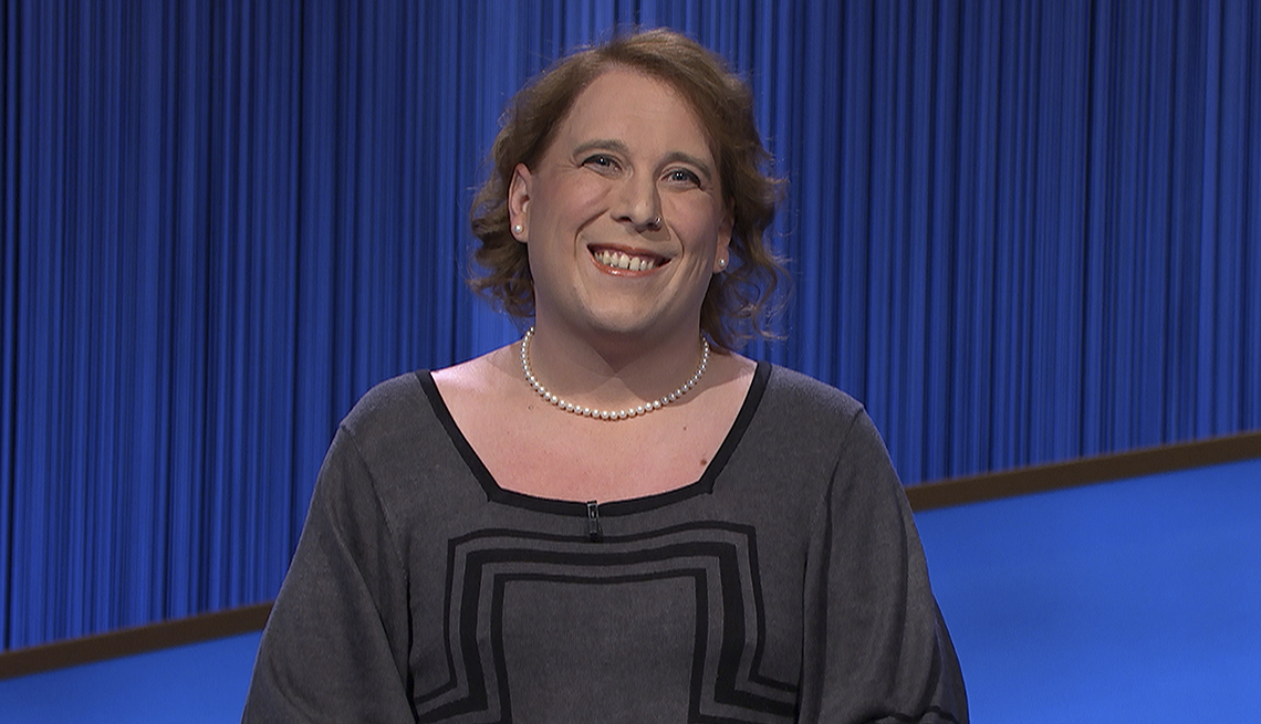 Amy Schneider on set of Jeopardy!