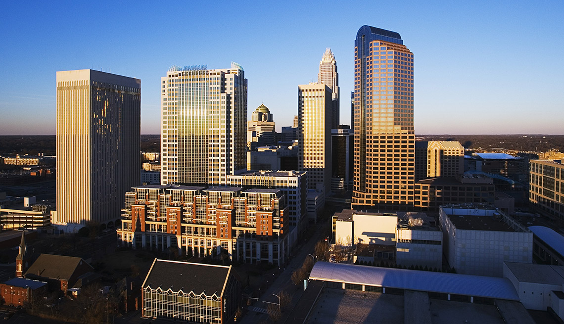 Imagen aérea del centro de Charlotte, Carolina del Norte