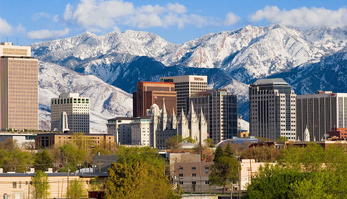 View Of The Skyline Of Salt Lake City In Utah, US Cities Rich In Hispanic Culture