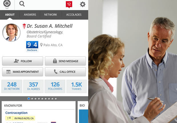 Screenshot from HealthTap; doctor consulting with a patient.