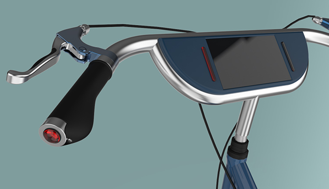 Bicycle prototype design for older riders, screen in center of handlebar 