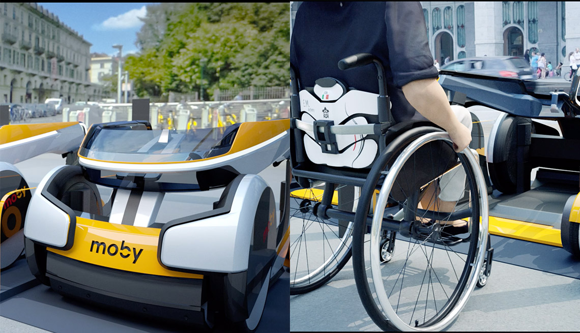 concept art of wheelchair-sharing service Moby