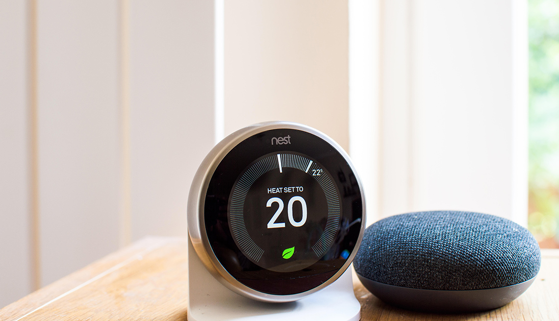 Nest thermostat and Google Home Mini