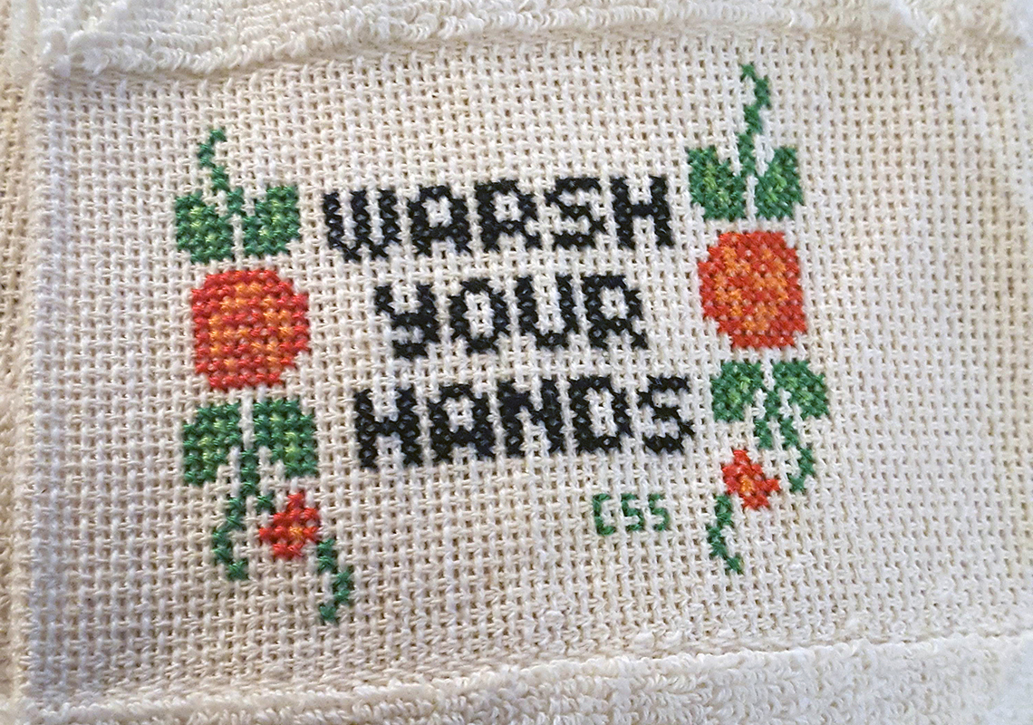 A handemade, cross-stitched towel