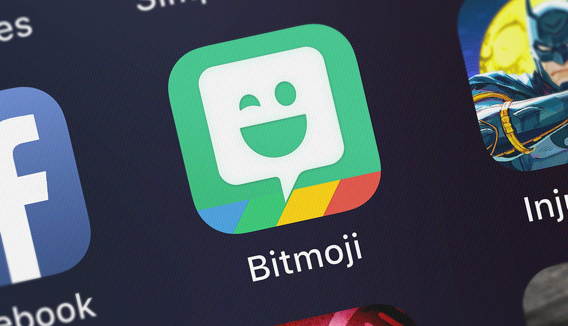 Un ícono de Bitmoji en la pantalla de un teléfono