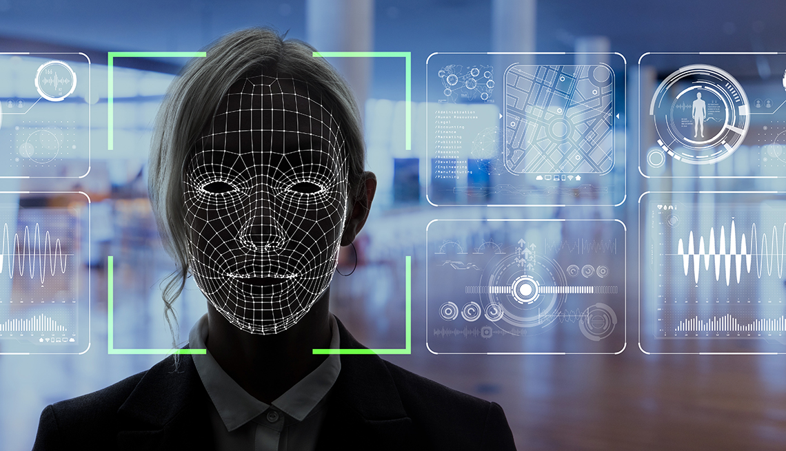 facial recognition system concept.