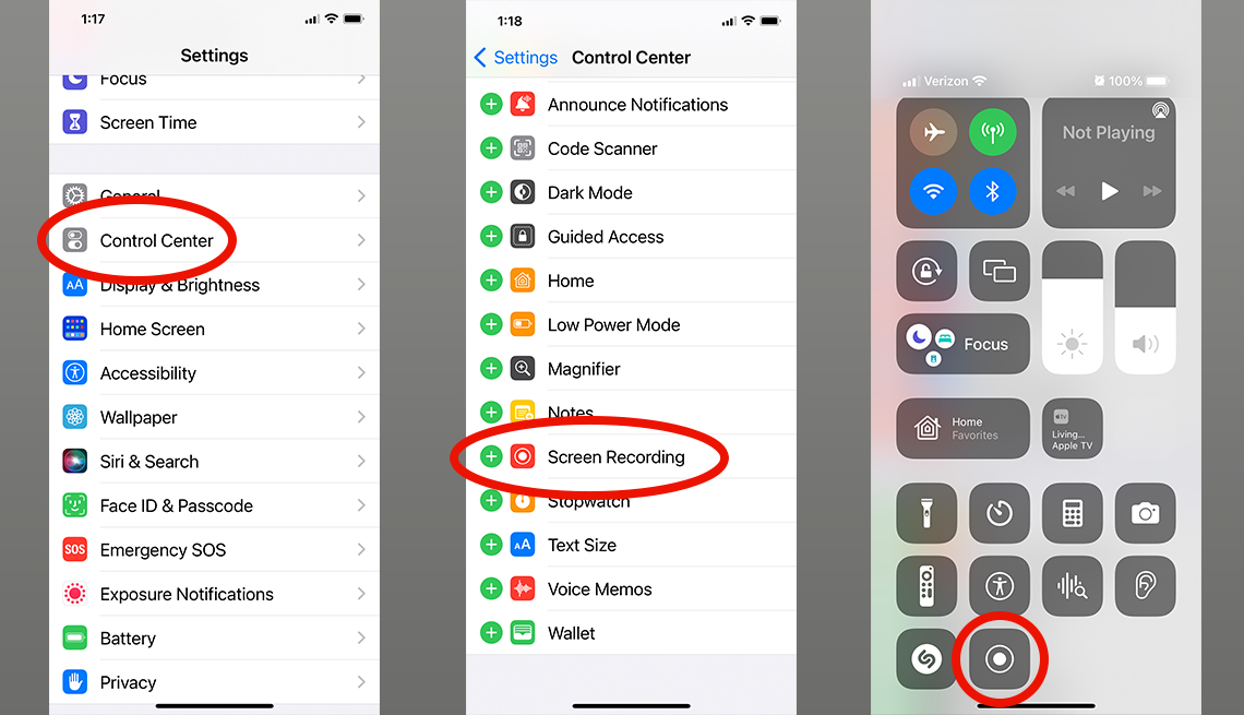 a panel of instructions showing the process for recording video from your iphone