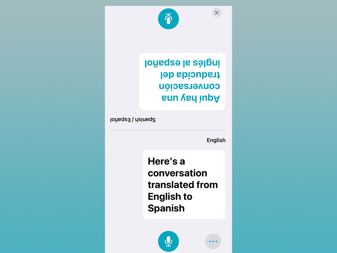 a screenshot of apple translating english to spanish on the iphone