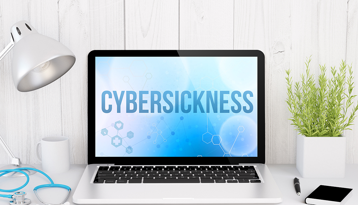 Monitor de computadora con la palabra cybersickness