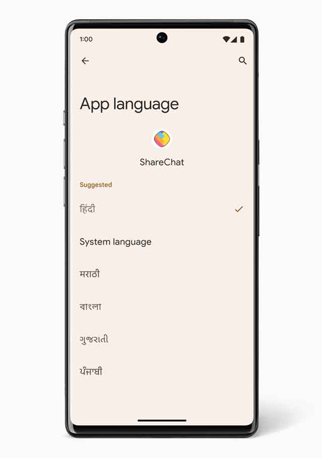 Captura de pantalla que muestra la aplicación Language