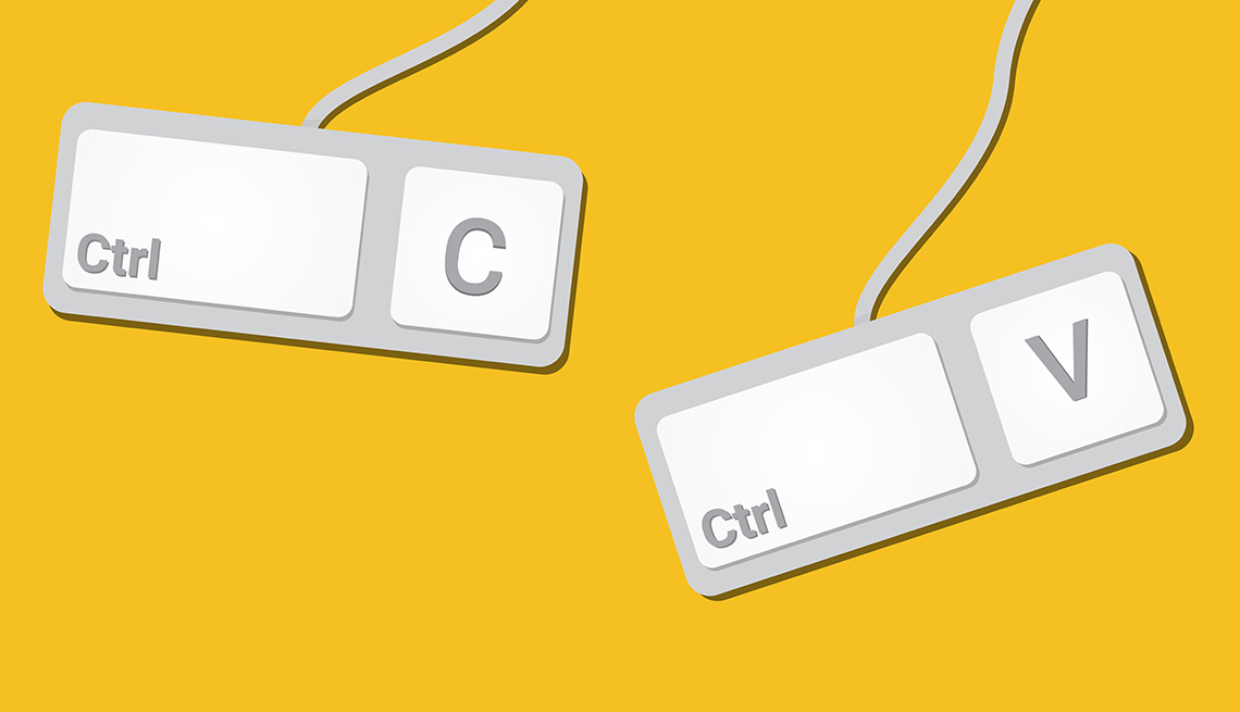 Ilustracacion de las letras de teclado Control y C; Control y V