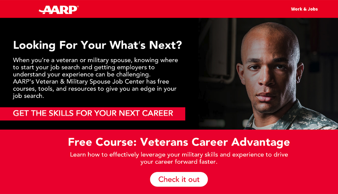 screengrab for a a r p veterans job board web page
