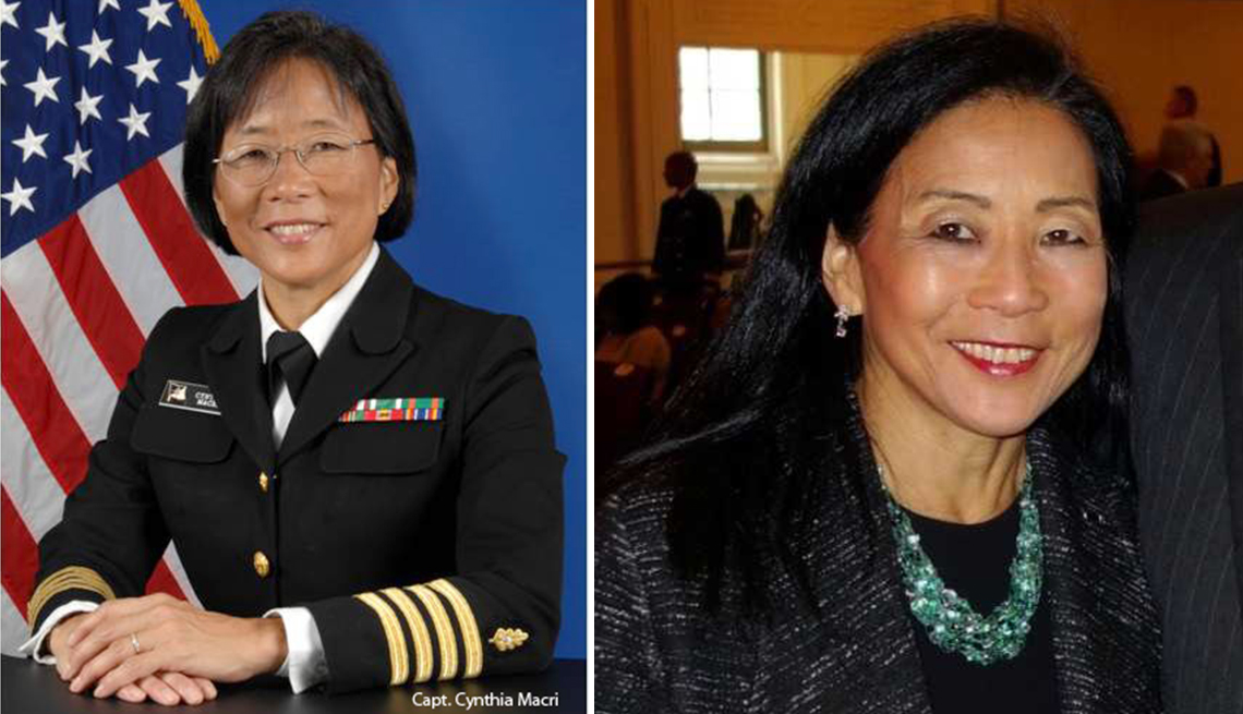 doctor cynthia macri in her navy service photo and more recently after retiring from military service