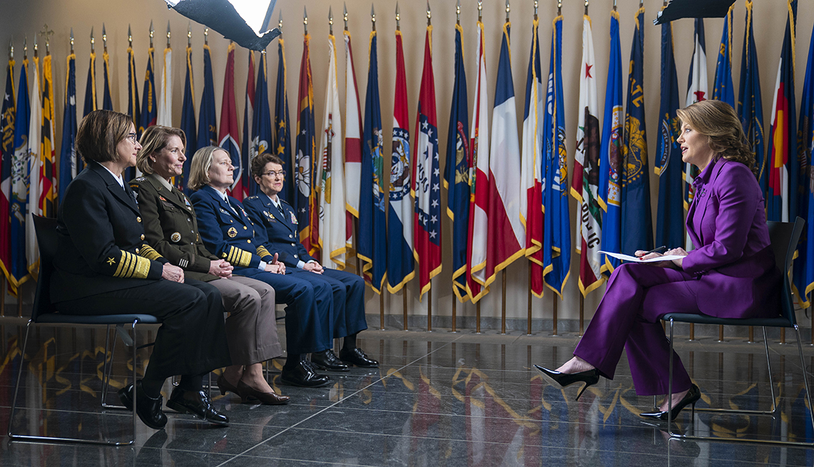 four women in the military are being interviewed by norah o donnell