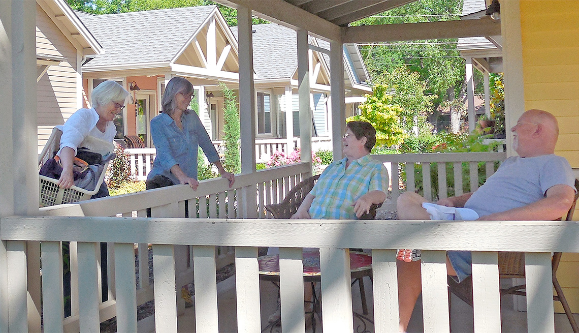 Residents of Oakcreek Community enjoying visiting outdoors