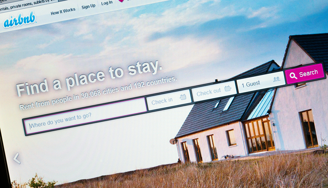 A screenshot of the Airbnb homepage