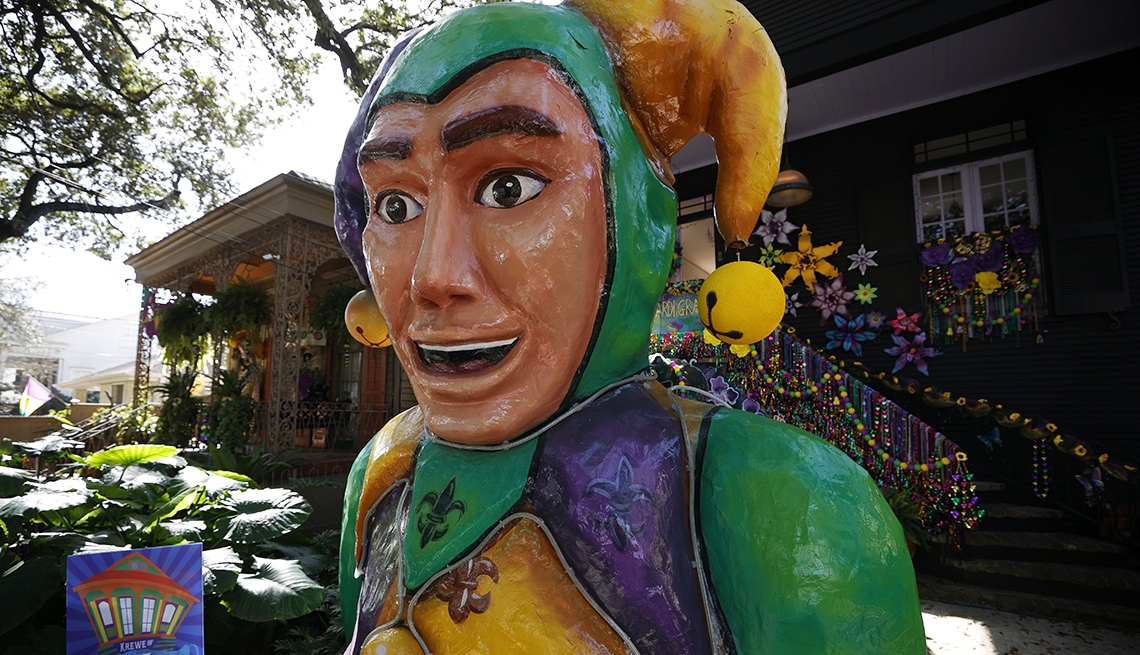  Houses are decorated as Mardi Gras floats featuring famous New Orleans personalities on January 30, 2021 in New Orleans, Louisiana.  