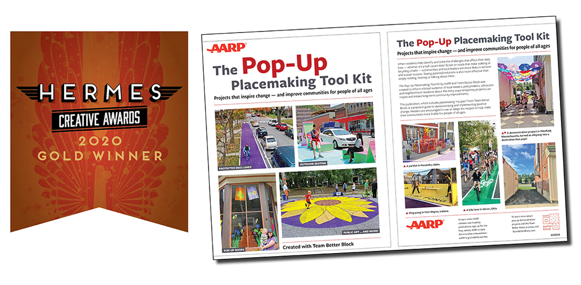 Hermes Award logo and The Pop-Up Placemaking Tool Kit