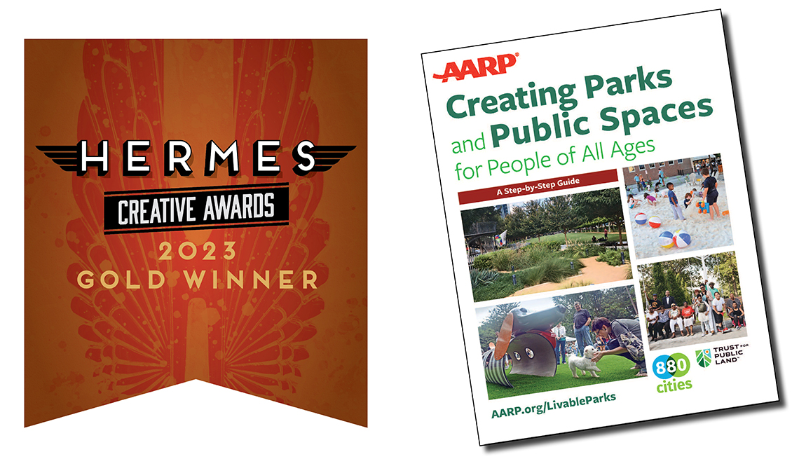 Hermes Creative Awards winner logo and AARP Creating Parks and Public Spaces