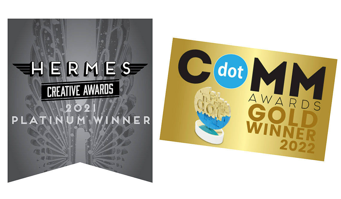 Logos for the Hermes and dotComm awards