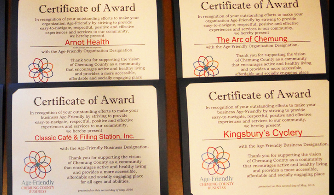 Chemung County Age-Friendly Certificates