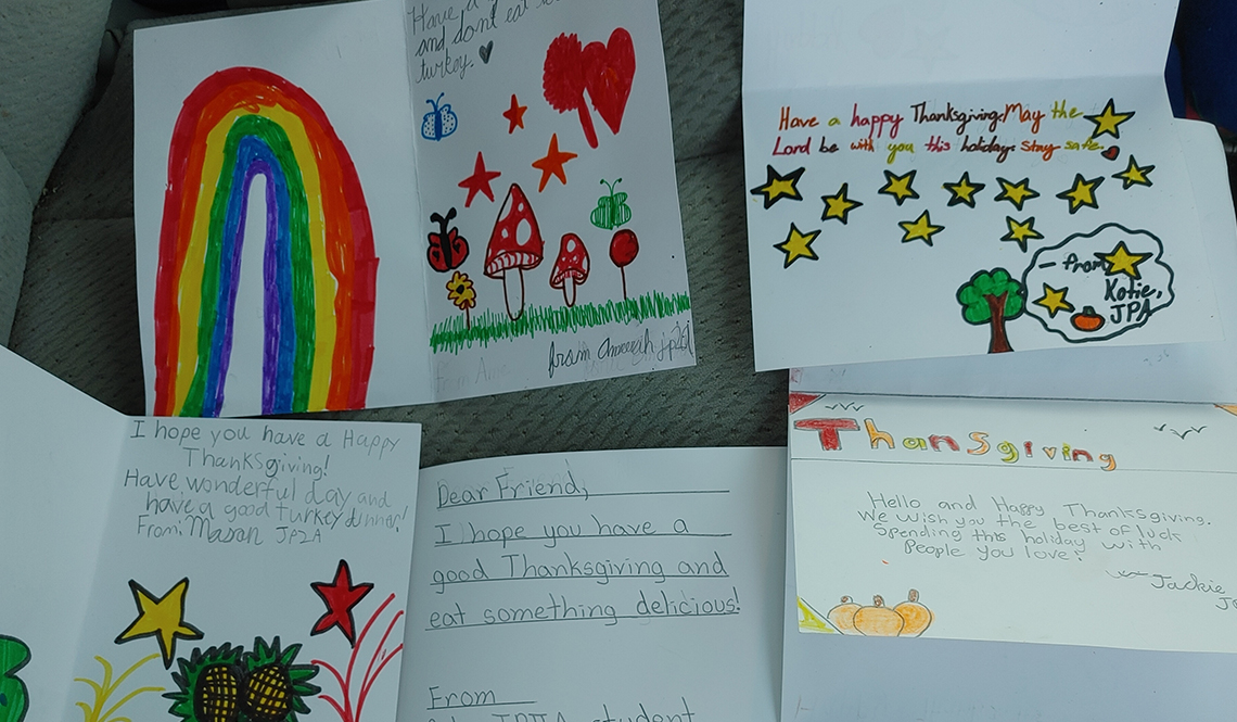 Holiday notes from children to residents of assisted living facilities