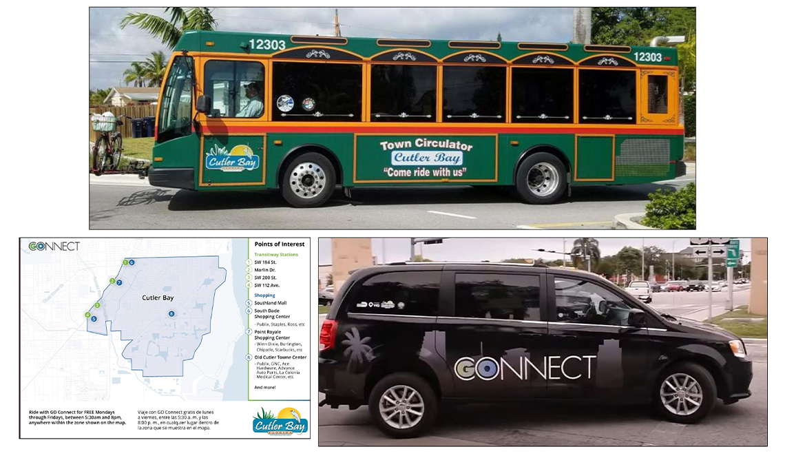 Cutler Bay's Town Circulator and GO Connect vehicles