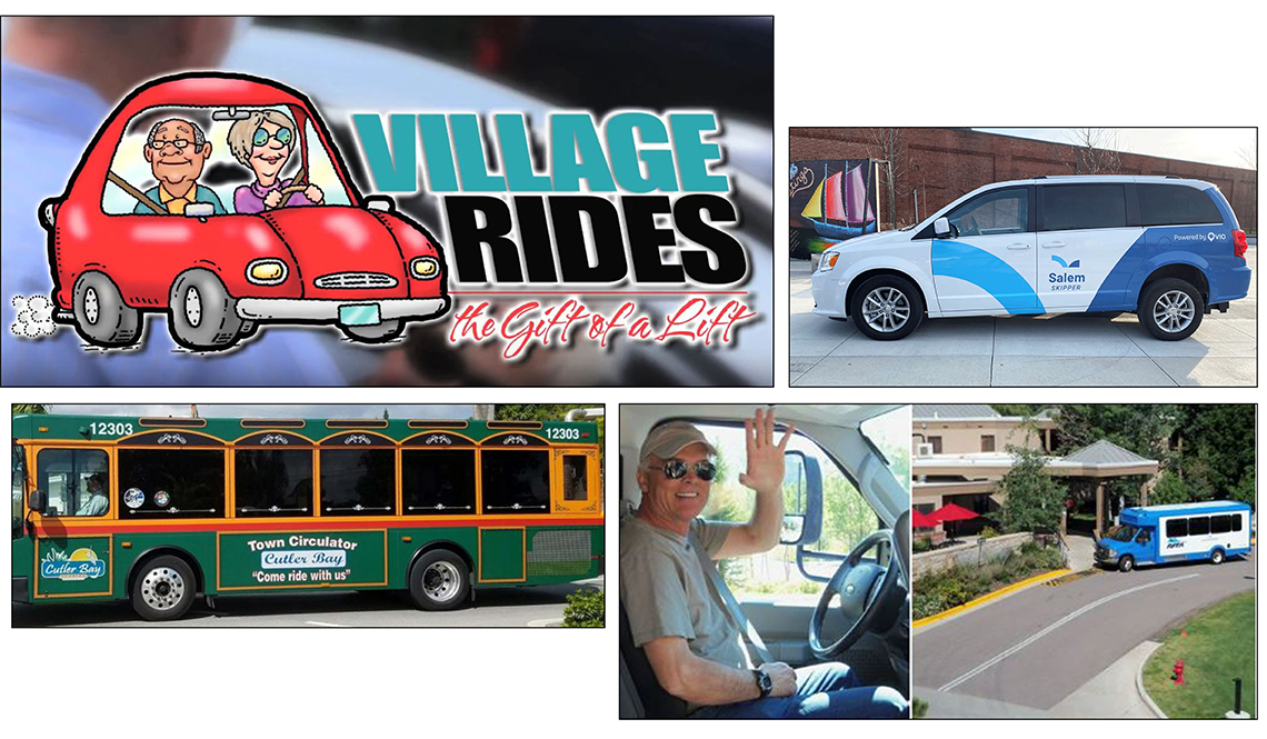 Five images representing the local transportation programs for older adults and nondrivers