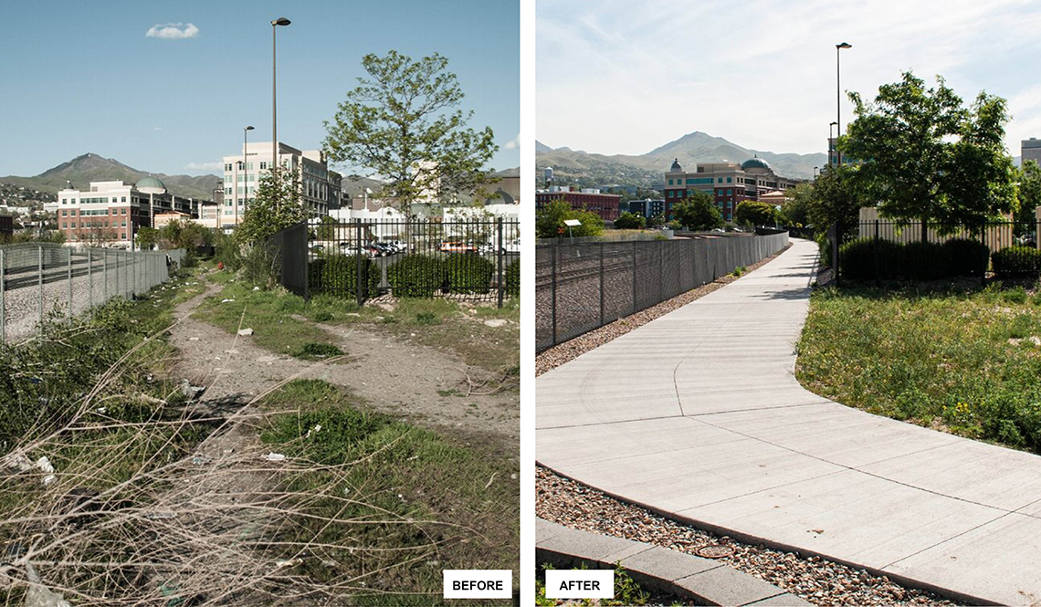 Before and after image of Folsom Trail