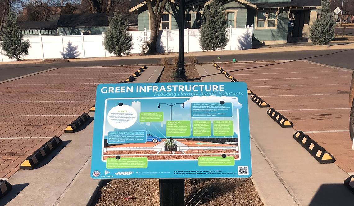 Oklahoma City signage about green infrastructure 