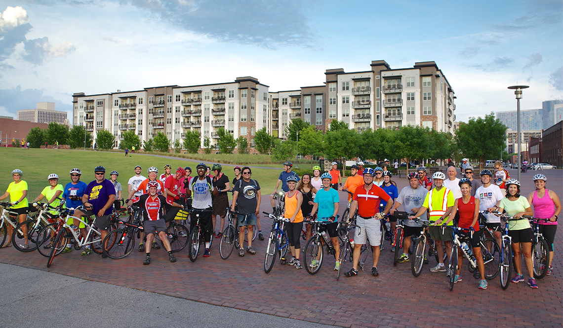 Cyclists of all ages gather for Le Tour de Ham social bicycle ride in Birmingham, Alabama