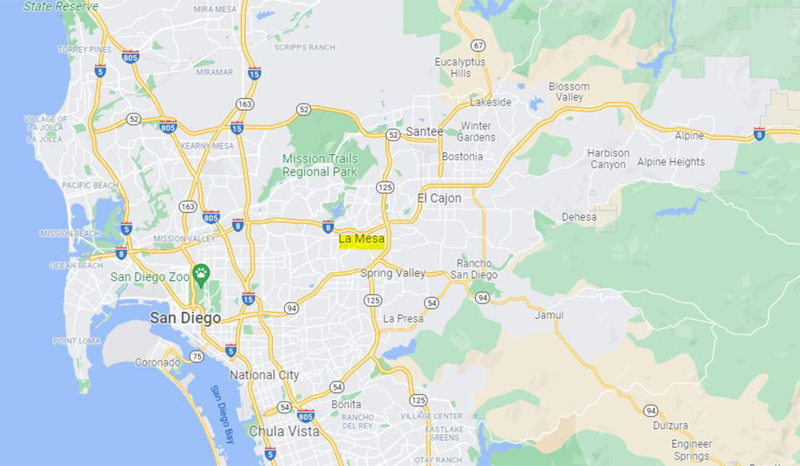 La Mesa, California, as shown on Google Maps