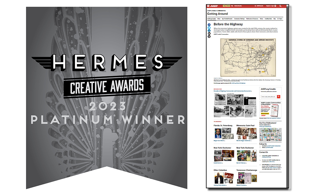 The article package "Before the Highways" is a Platinum Winner of the 2023 Hermes Creative Awards