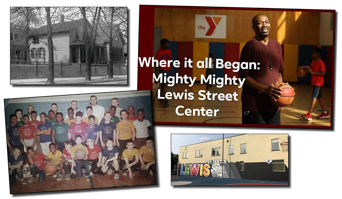 4 photos showing David Everett and the Lewis Street Center