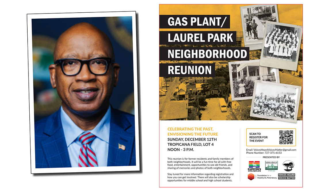 Mayor Ken Welch of St. Petersburg, Florida, and an ad for a Gas Plant/Laurel Park reunion