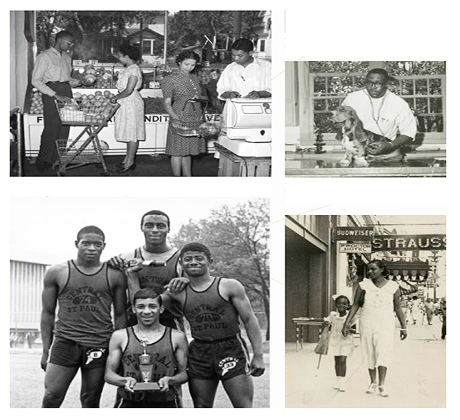 Four images of Rondo community members from the 1950s and 1960s