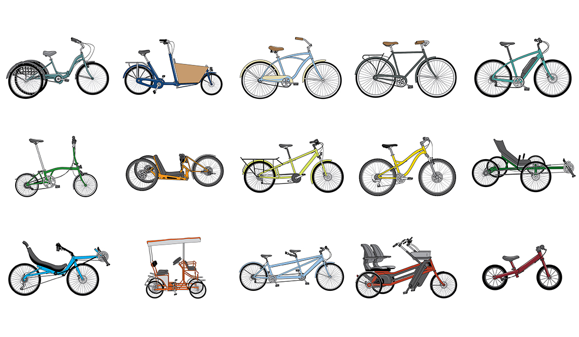 Illustration of 15 types of bicycles