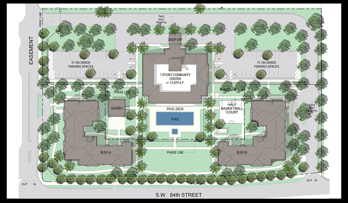 Site plan for Casa Familia in Kendall, Florida